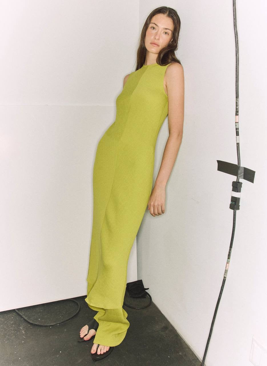 TB Viscose Plisse Sleeveless Bias Midi Dress