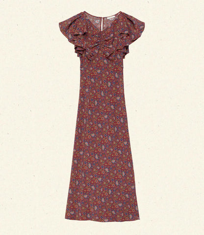 DN Beatriz Ruffled Silk Midi Dress