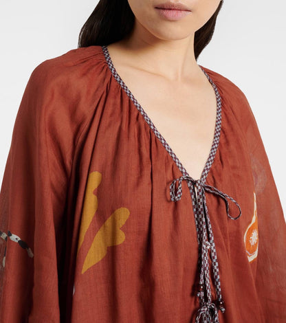 ALM + LNCE Printed Ramie and Cotton-Blend Midi Dress