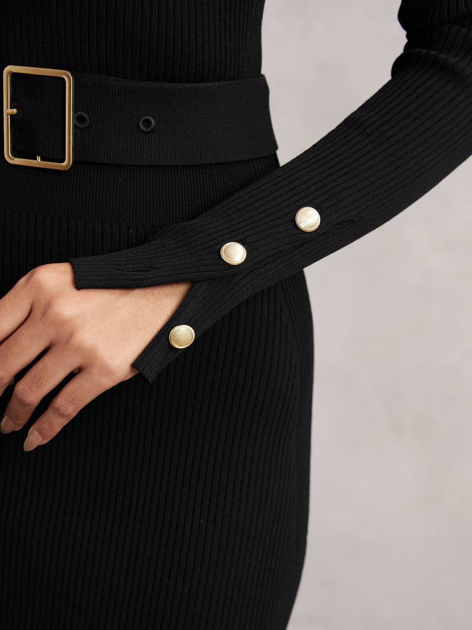 RS Willow Buttoned Rib Knit Midi Dress