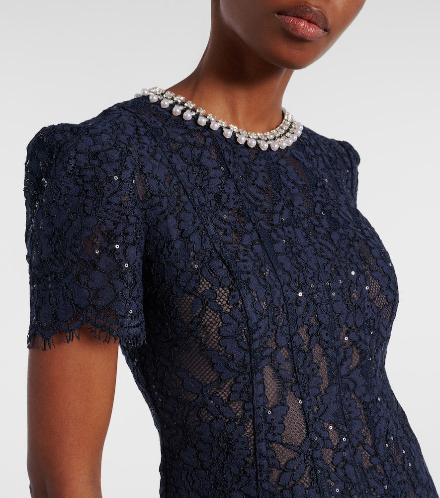 5 Colors! SP Cord Lace Embellished Short Sleeved Midi Dress in Yellow | White | Blue | Pink | Navy (with detachable nude inner slip)