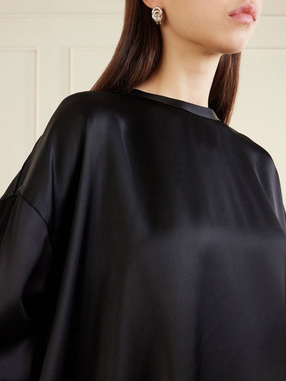 Tot Boxy Satin Viscose Long Sleeve Top