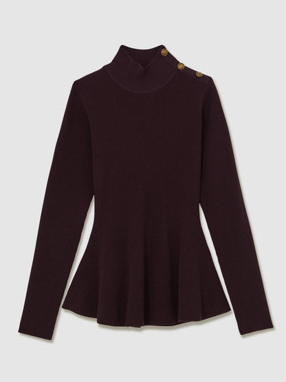RS Isabella Peplum-Hem Stretch-Knit Top