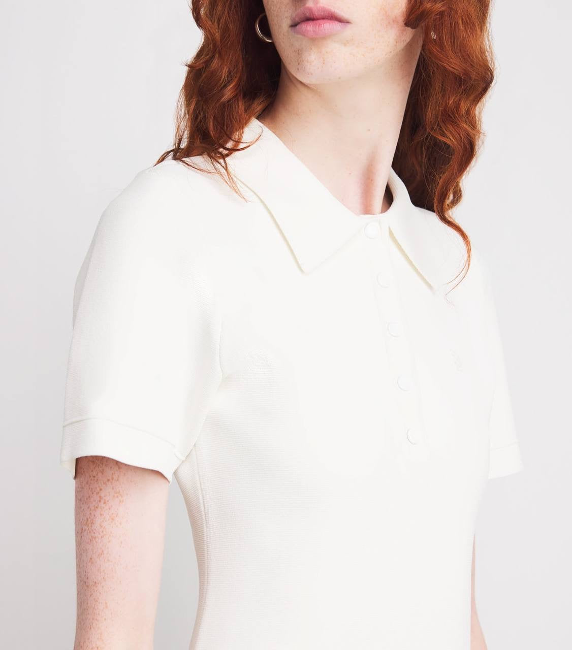 SD White Knitted Polo Mini Dress