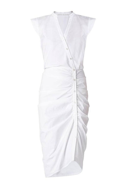 VB Ruched Stretch-Cotton Midi Shirtdress Dress