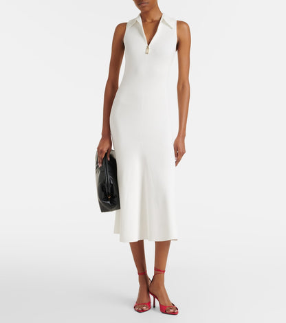 2 Colors! VB Mira Quarter-zip Stretch-viscose Midi Dress in Black & White