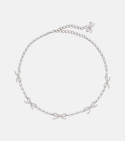 SP Crystal-embellished Ribbon Bow Necklace