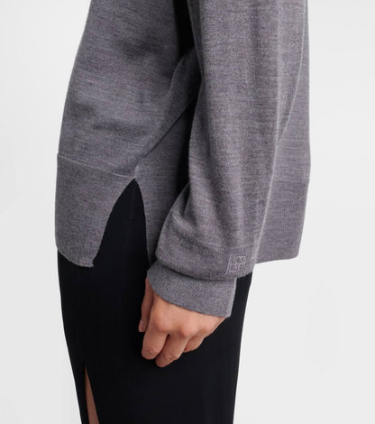 Tot Crew-neck Wool-Silk Fine Knit Sweater Pullover