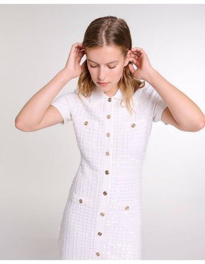MJ Rirtaly Grid-sequin Mini Dress
