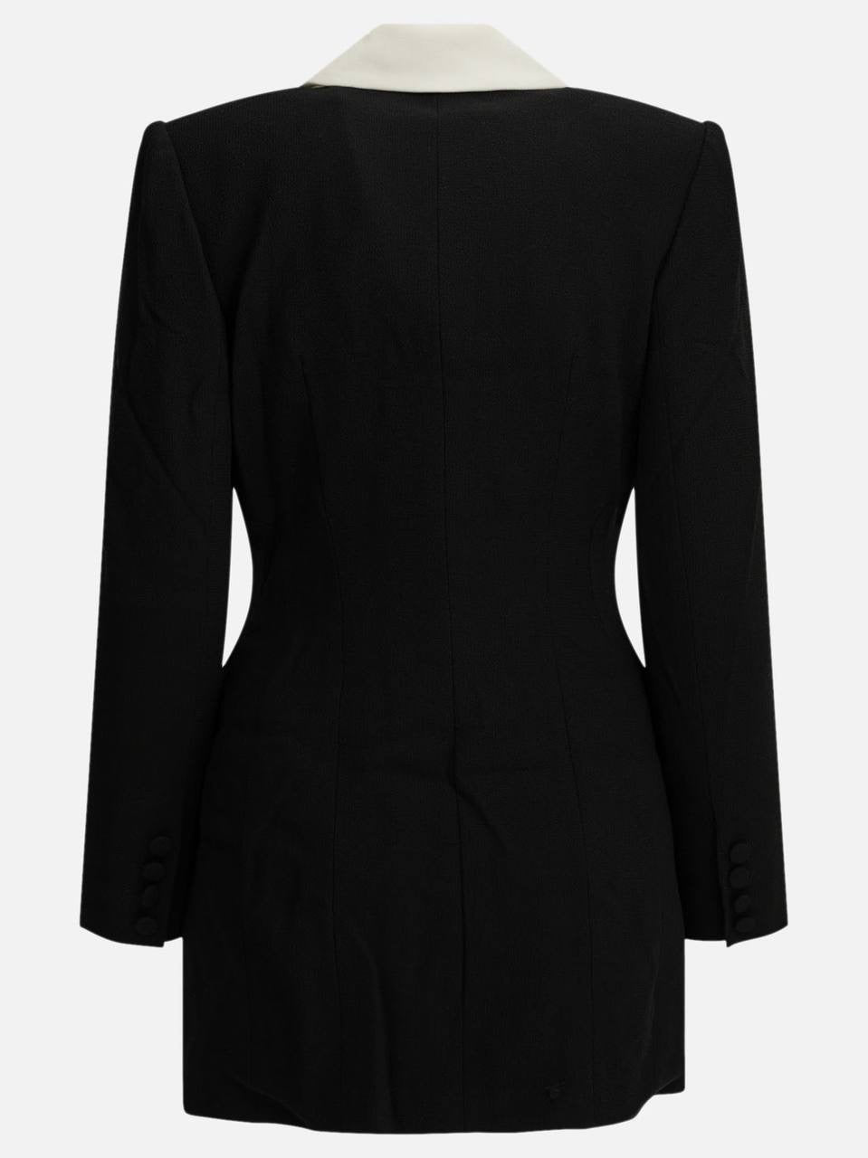 Black Tailored Double-breasted Contrast Collar Blazer Mini Dress