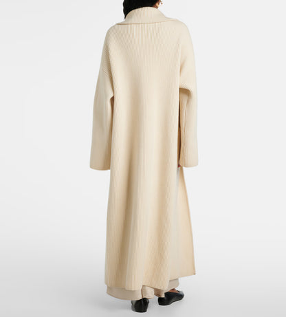 Tot Ribbed Knit Wool Blend Long Cardigan Coat