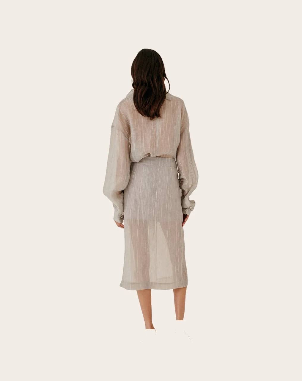 TG Delfi Sheer Grey Blouse | Skirt