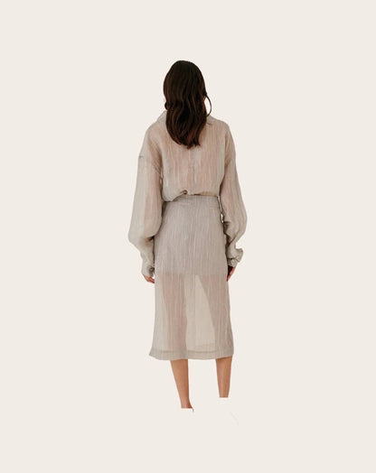 TG Delfi Sheer Grey Blouse | Skirt