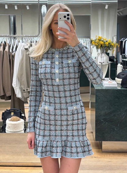 SP Blue Check Knit Mini Dress