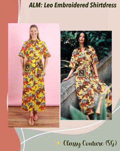 ALM Leo Embroidered Shirtdress Midi Dress