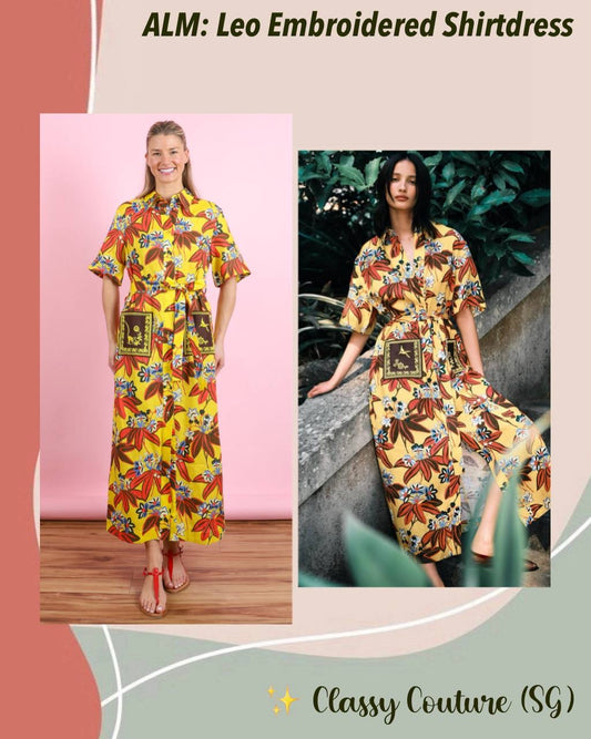 ALM Leo Embroidered Shirtdress Midi Dress