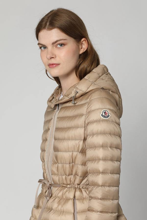 MC Raie Hooded Short Down Gathered Waist Drawstring Jacket