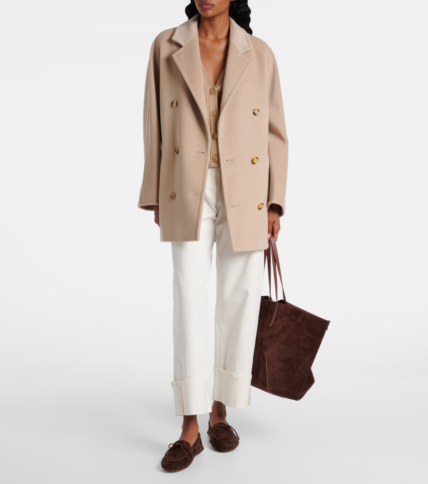 MM Rebus 101801 Double Breasted Wool and Cashmere Short Icon Coat