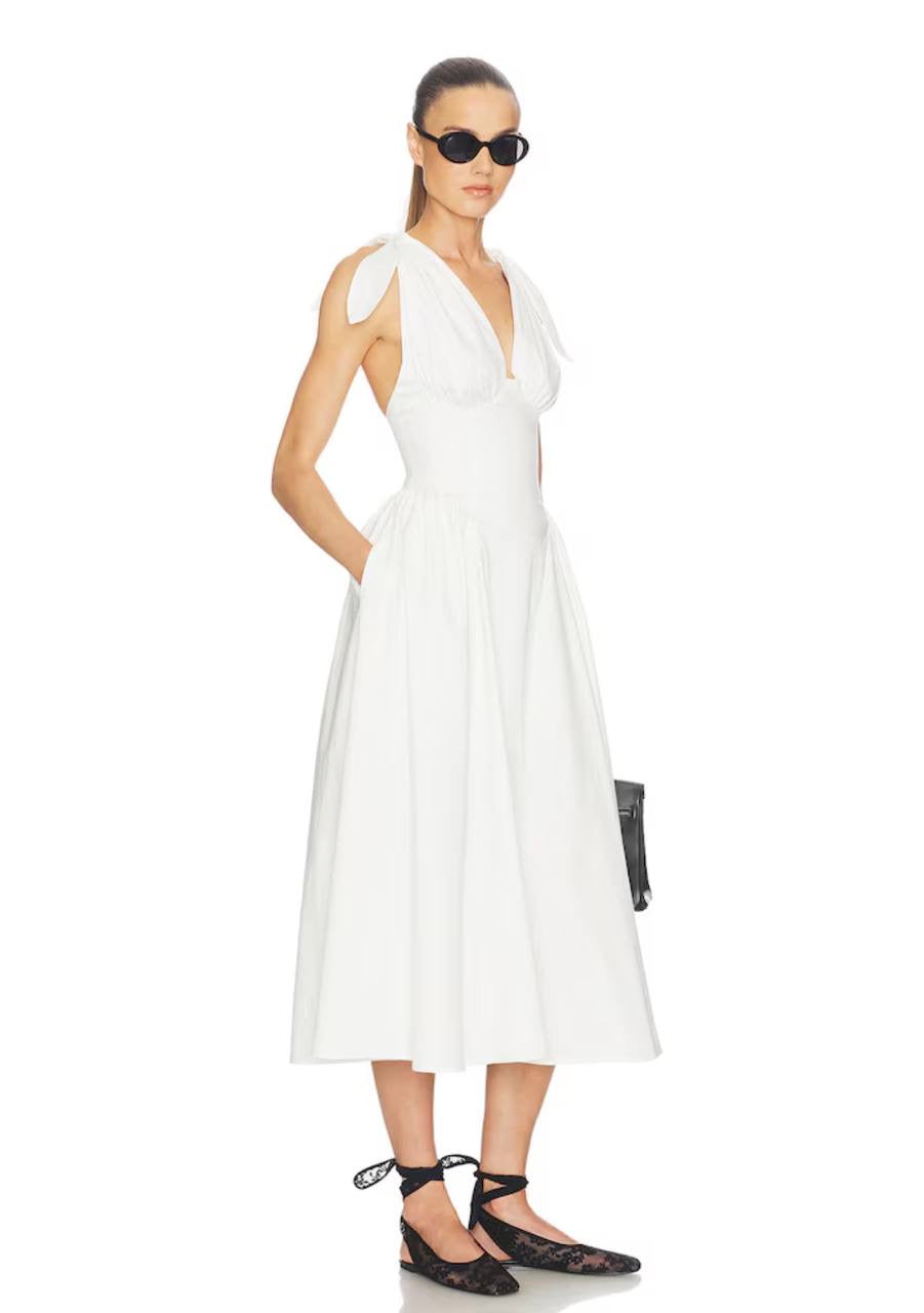 HS Fairweather Cotton Ribbon-strap Midi Dress