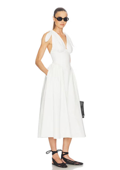 HS Fairweather Cotton Ribbon-strap Midi Dress