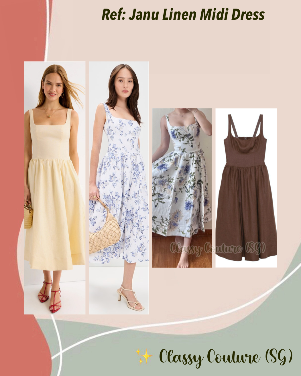 4 Colors! Ref Janu Linen Midi Dress