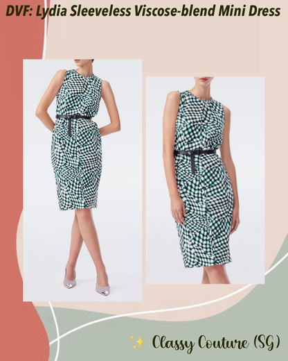 DVF Lydia Sleeveless Viscose-blend Belted Mini Dress in Floating Plaid