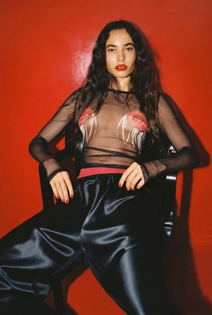 SALE! SL Silk Mesh Long Sleeve Top in Daybreak | Hot Lips