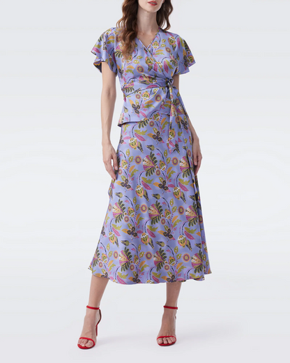 DVF Delhi Reversible Wrap Top | Krisa Midi Skirt | Set