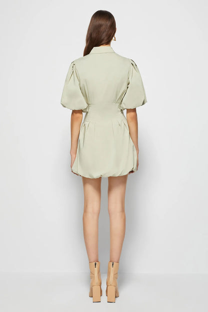 SALE! Sim Cleo Balloon Cotton-Blend Mini Dress