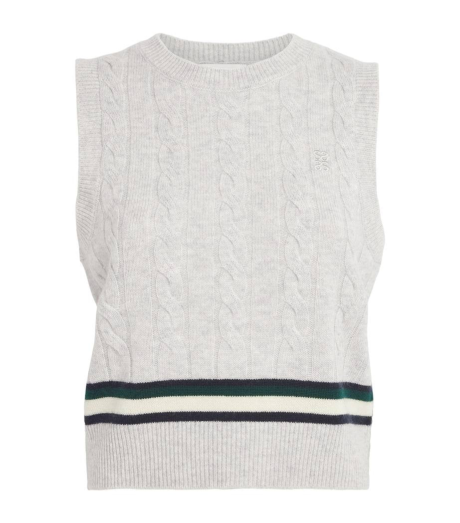 SD Maene Grey Wool-Cashmere Cable-Knit Sweater Vest