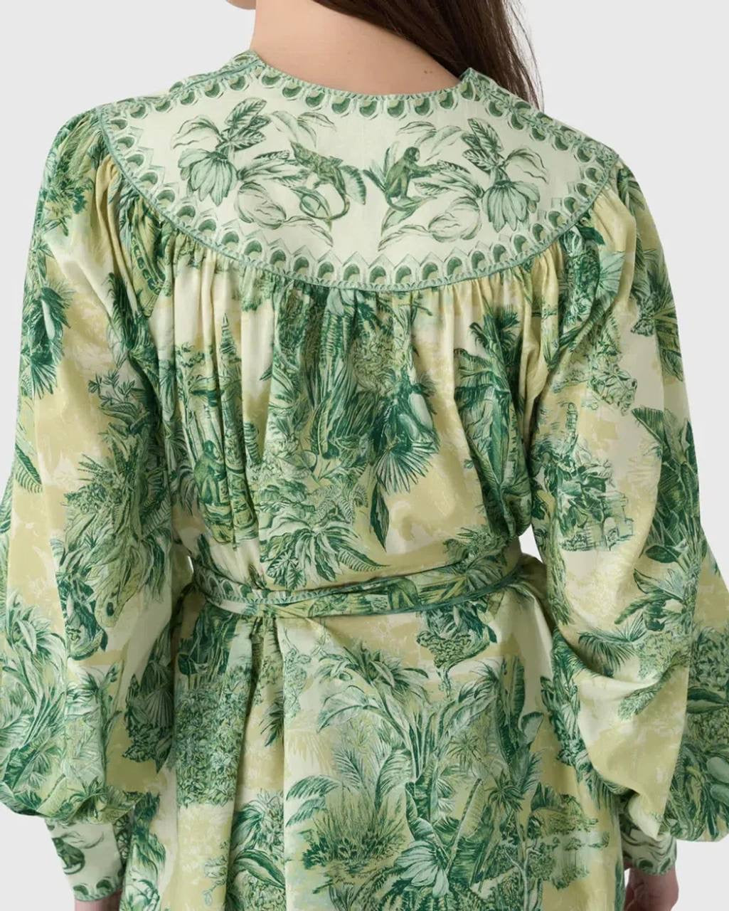 ALM Sara Cotton-Silk Blouson Sleeve Mini Dress
