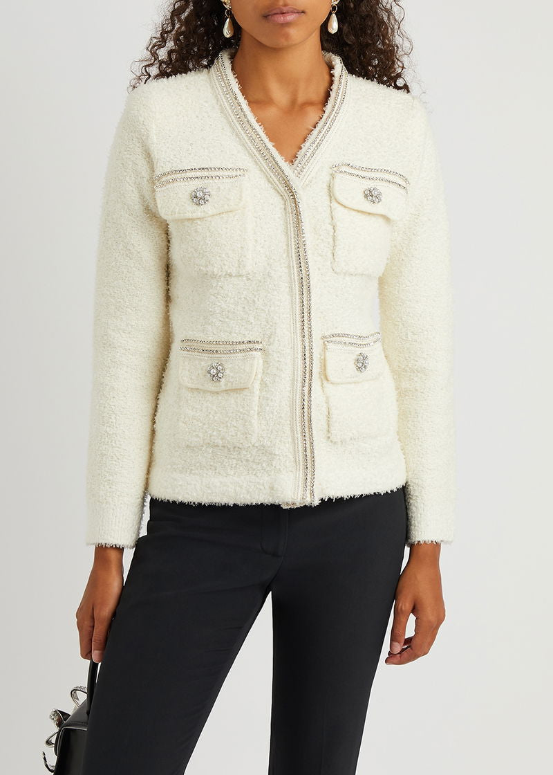 SP White | Black Tape Knit Cardigan