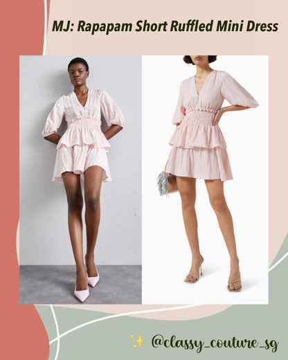 MJ Rapapam Short Ruffled Mini Dress in Pale Pink