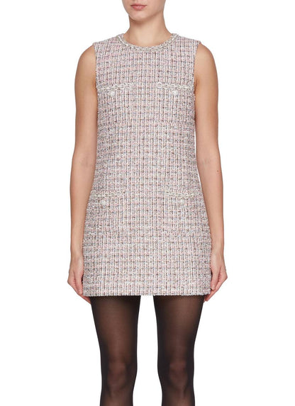 SP Diamante-Trim Pink Boucle Shift Mini Dress