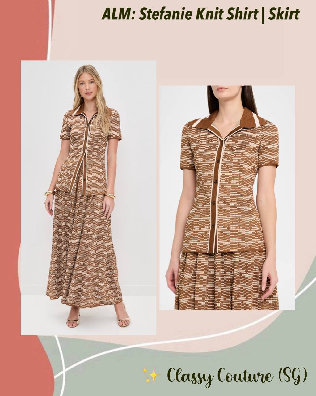 ALM Stefanie Knit Shirt | Midi Skirt | Viscose-blend Set