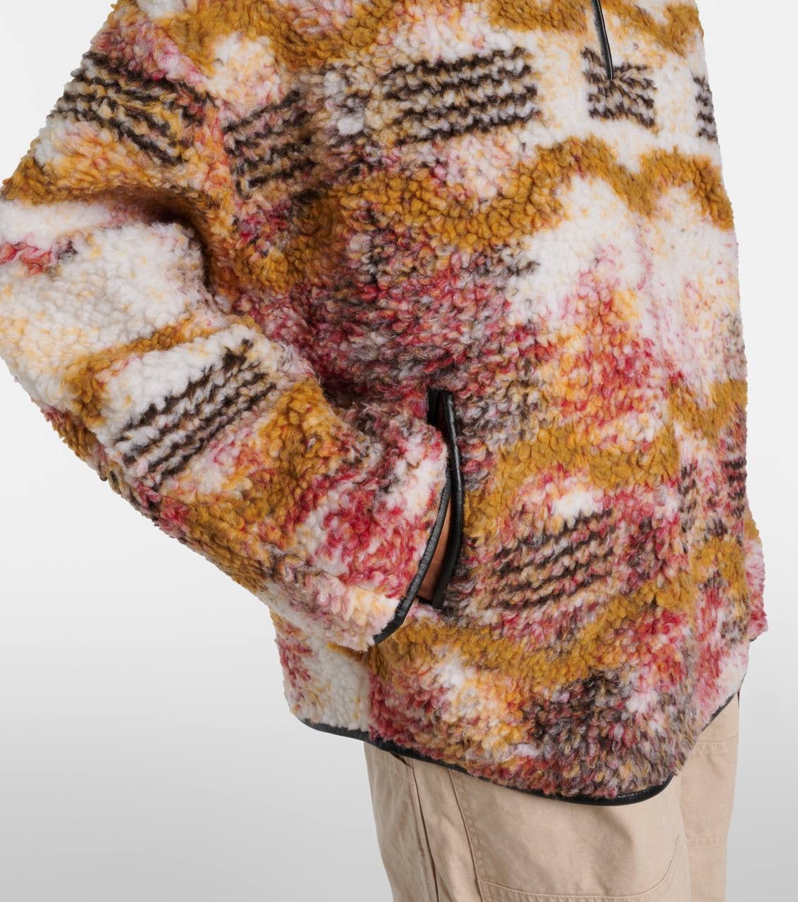 IM Marner Patterned Wool-blend Fleece Quarter-zip Pullover Coat