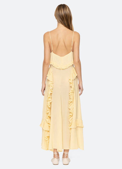 SE Delilah Chiffon Ruffle Midi Maxi Dress