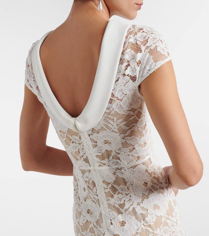 SP White Lace Scoop Back Mermaid Maxi Dress
