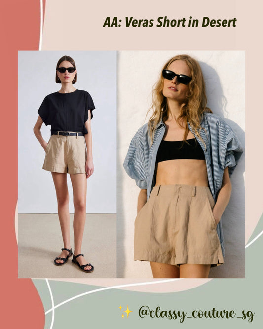 AA Veras Linen-Cotton Shorts in Desert