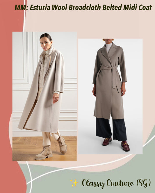 MM Esturia Wool Broadcloth Belted Midi Coat