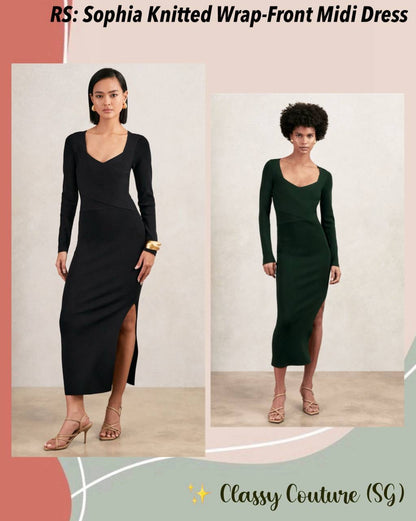 RS Sophia Knitted Wrap Front Midi Dress