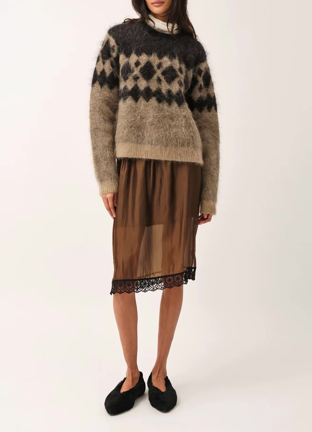 Gilian Viscose-blend Lace-trim Midi Skirt