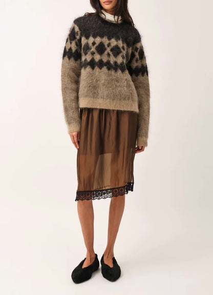 Gilian Viscose-blend Lace-trim Midi Skirt