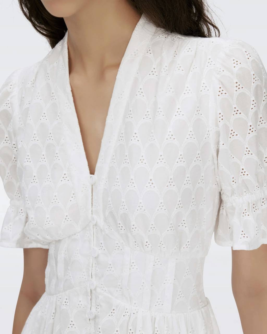 DVF Erica Cotton Midi Dress in Ivory Classy Couture (SG) DVF Erica Cotton Midi Dress in Ivory Classy Couture (SG)