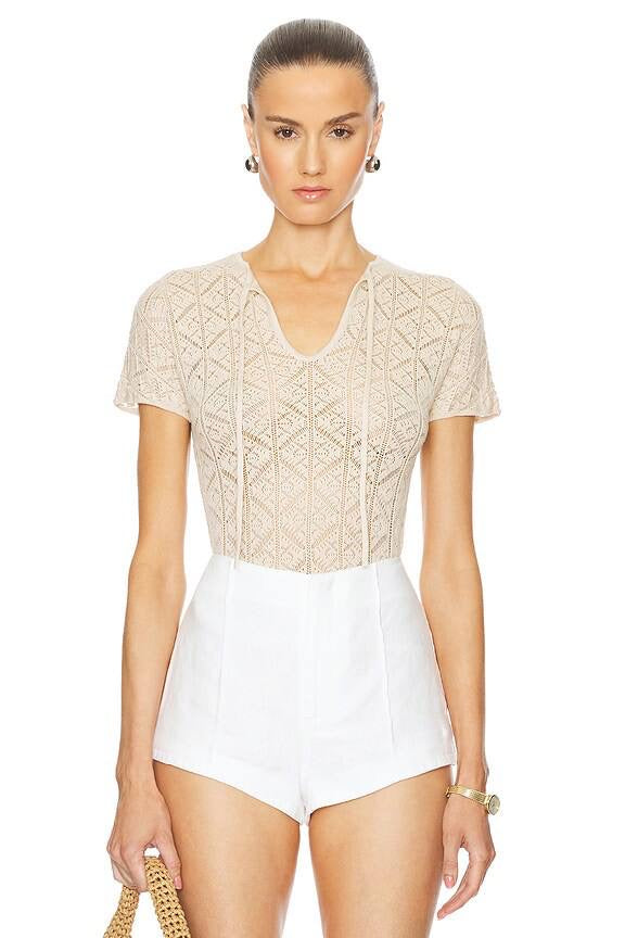 LA Tillie Cotton-blend Open-knit Top