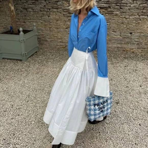 HS Midi Wrap Drop-Waist Tech Poplin Midi Skirt