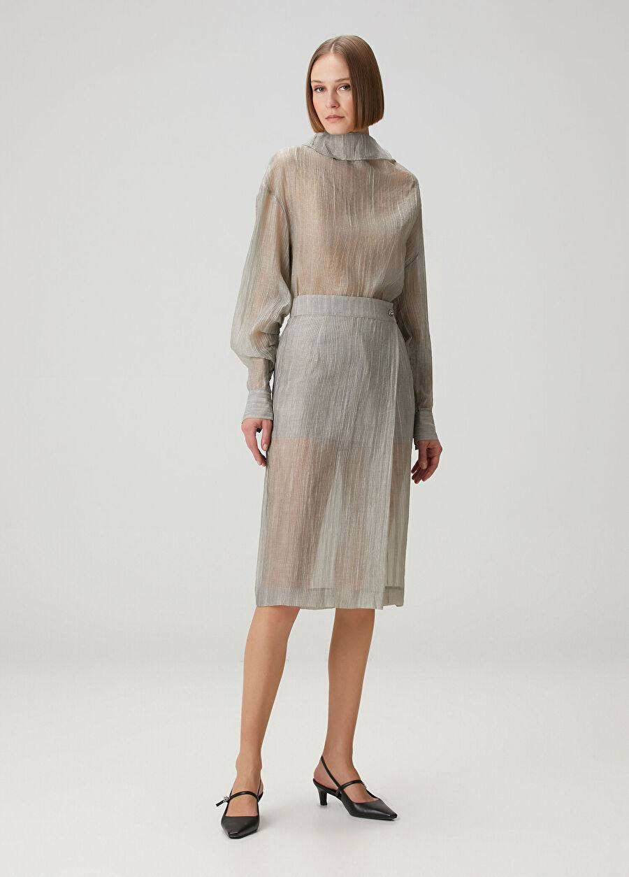 TG Delfi Sheer Grey Blouse | Skirt