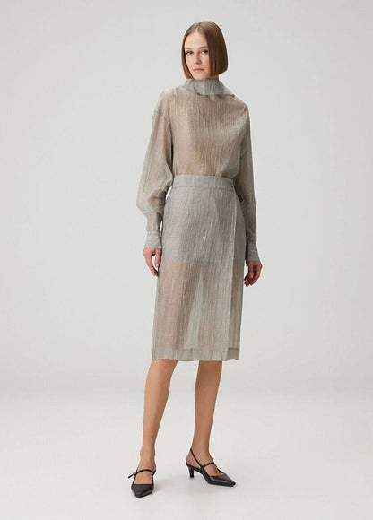 TG Delfi Sheer Grey Blouse | Skirt