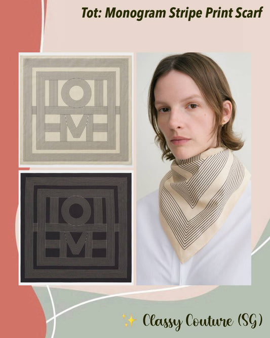 Tot Monogram Stripe Print Cotton-Silk Scarf 57*57cm