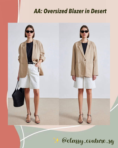 AA Oversized Linen-Cotton Blazer in Desert